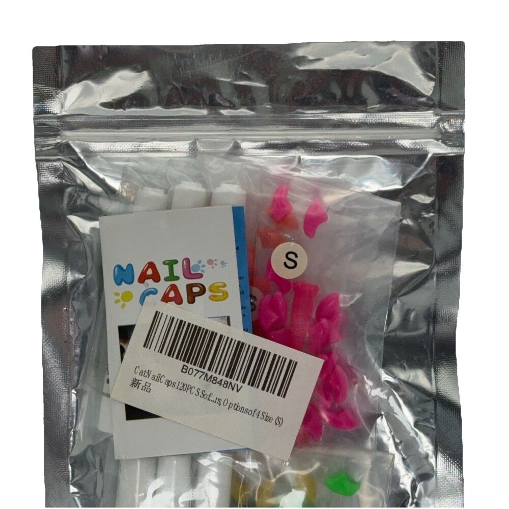 120PC Cat Nail Caps Soft Claw Covers with Adhesive Multi-Color Size Small (S) - Picture 3 of 4